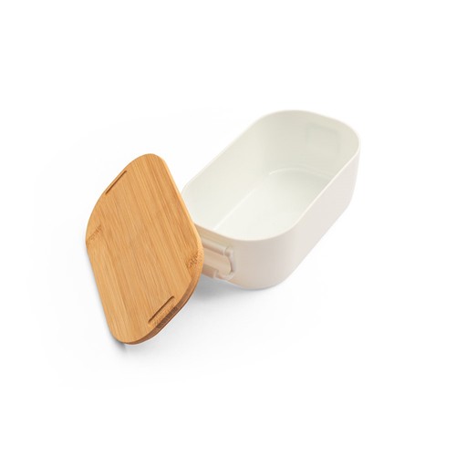 white MAHLEB. Caja hermética de PP con tapa de bambú