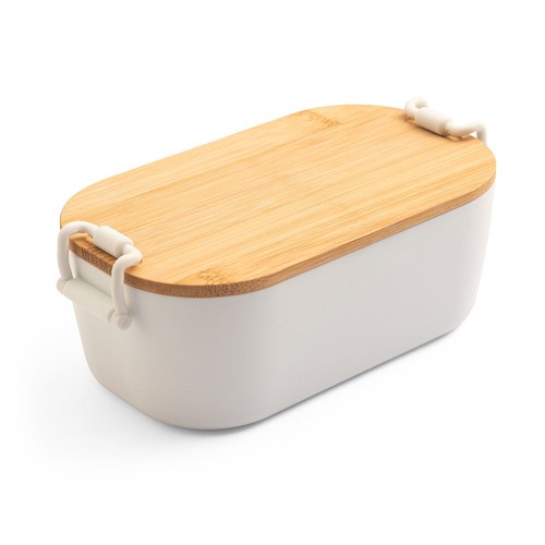 white MAHLEB. Caja hermética de PP con tapa de bambú