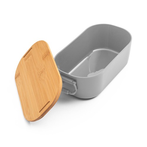 gris claro MAHLEB. Caja hermética de PP con tapa de bambú