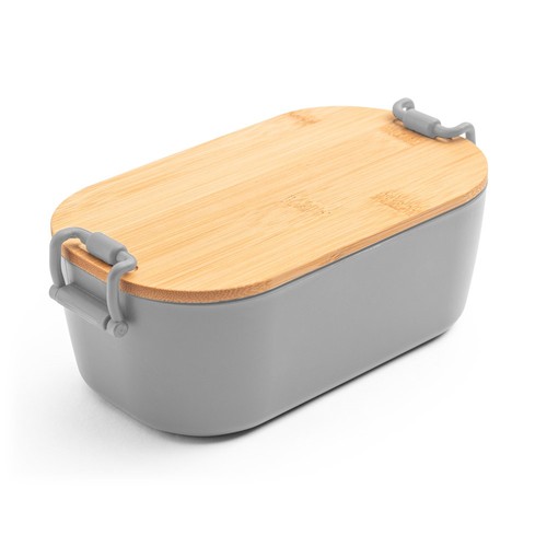 gris claro MAHLEB. Caja hermética de PP con tapa de bambú