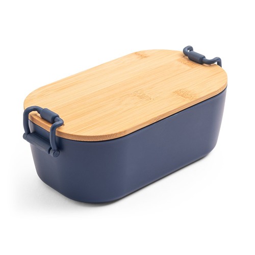 azul marino MAHLEB. Caja hermética de PP con tapa de bambú