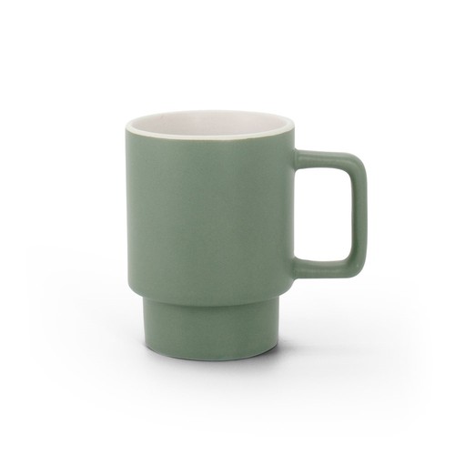 verde militar KUERTEN. Taza de cerámica con acabado mate, 330 mL