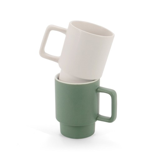 verde militar KUERTEN. Taza de cerámica con acabado mate, 330 mL
