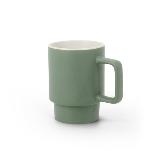 verde militar KUERTEN. Taza de cerámica con acabado mate, 330 mL