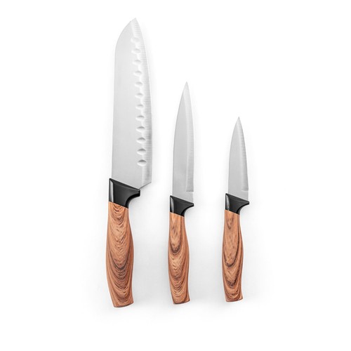 BAHARAT. Lot de 3 couteaux de cuisine avec lame en acier inoxydable et manche ergonomique