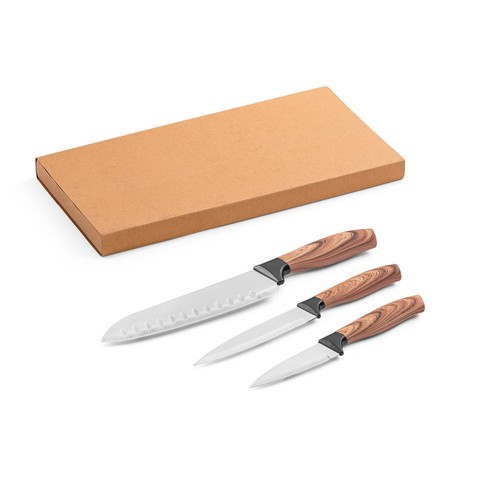 BAHARAT. Lot de 3 couteaux de cuisine avec lame en acier inoxydable et manche ergonomique