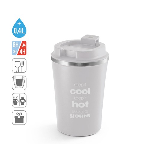PHELPS CERAMIC. TAZA DE VIAJE DE ACERO INOXIDABLE CON ACABADO INTERIOR DE CERÁMICA DE 470 ML