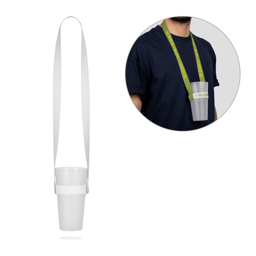 OXFORD. Lanière SET SUBLIMATION Long II (20 mm) Duo en polyester recyclé (100 % rPET) avec porte-gobelet élastique sublimable, RIONDET SERIPUB, EYBENS