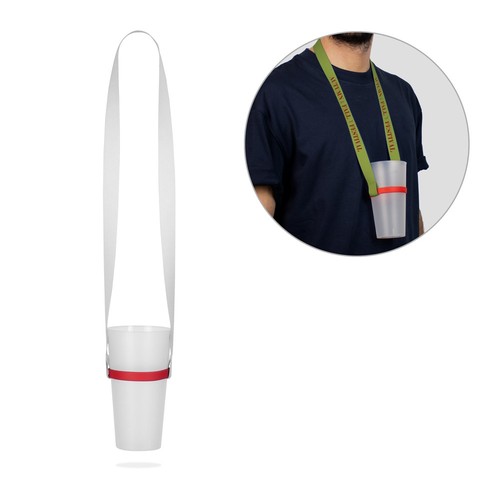 ROTHERHAM. SET LANYARD SUBLIMACIÓN LARGO II (20 MM) DUO EN POLIÉSTER RECICLADO (100% RPET) CON PORTAVASOS DE SILICONA
