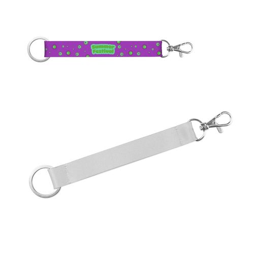 WALSALL. Lanyard courte pour sublimation en polyester recyclé (100% rPET) avec anneau standard et mousqueton - 1