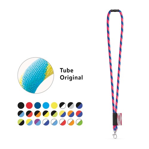 WISBECH. SET LANYARD TUBE LONG (Ø 7 MM) CON MOSQUETÓN DE GATILLO DE 9 MM Y CIERRE DE SEGURIDAD DE Ø 7 MM