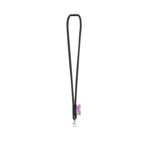 black WISBECH. SET Lanyard TUBE Long (Ø 7 mm) con mosquetón de gatillo de 9 mm y cierre de seguridad de Ø 7 mm