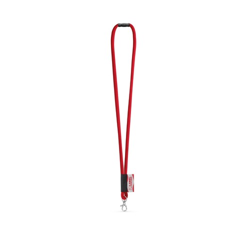 red WISBECH. SET Lanyard TUBE Long (Ø 7 mm) con mosquetón de gatillo de 9 mm y cierre de seguridad de Ø 7 mm