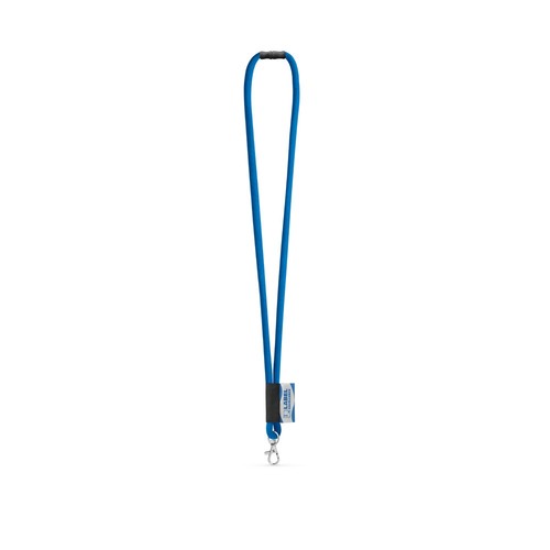 blue WISBECH. SET Lanyard TUBE Long (Ø 7 mm) con mosquetón de gatillo de 9 mm y cierre de seguridad de Ø 7 mm