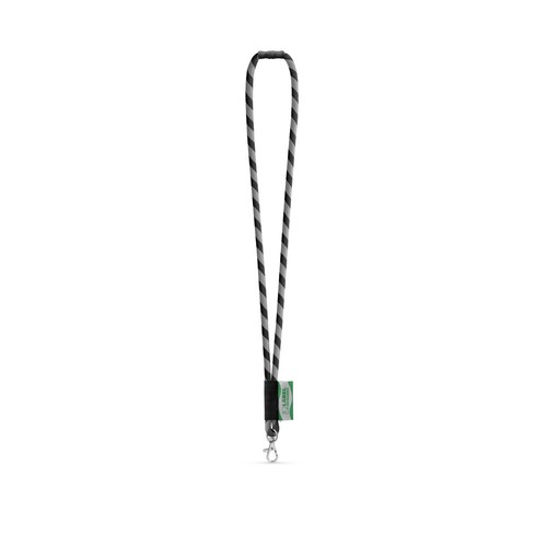 negro/gris WISBECH. SET Lanyard TUBE Long (Ø 7 mm) con mosquetón de gatillo de 9 mm y cierre de seguridad de Ø 7 mm