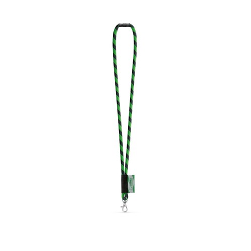 negro/verde WISBECH. SET Lanyard TUBE Long (Ø 7 mm) con mosquetón de gatillo de 9 mm y cierre de seguridad de Ø 7 mm