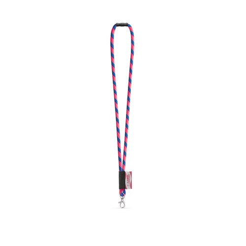 rosa fluo/azulón WISBECH. SET Lanyard TUBE Long (Ø 7 mm) con mosquetón de gatillo de 9 mm y cierre de seguridad de Ø 7 mm