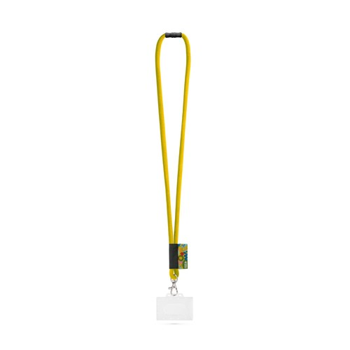 yellow WATFORD. SET Lanyard TUBE Long (Ø 7 mm) con mosquetón de gatillo de 9 mm, cierre de seguridad de Ø 7 mm y porta credencial/tarjeta rígido de 91 x 68 mm