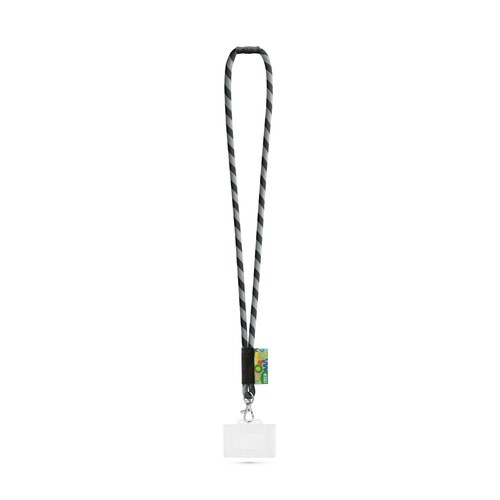 negro/gris WATFORD. SET Lanyard TUBE Long (Ø 7 mm) con mosquetón de gatillo de 9 mm, cierre de seguridad de Ø 7 mm y porta credencial/tarjeta rígido de 91 x 68 mm