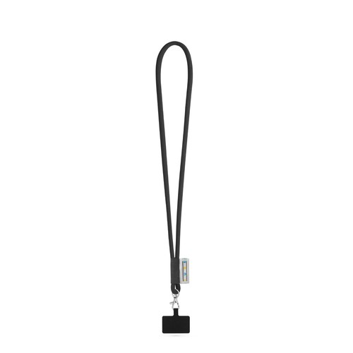 black GOSPORT. SET Lanyard TUBE Long (Ø 7 mm) con mosquetón de gatillo de 9 mm y soporte para teléfono móvil