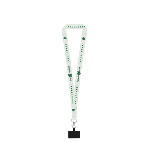 EPSOM. SET LANYARD SUBLIMACIÓN LARGO II (20 MM) EN POLIÉSTER RECICLADO (100% RPET) CON MOSQUETÓN DE GATILLO DE 20 MM Y SOPORTE PARA TELÉFONO MÓVIL