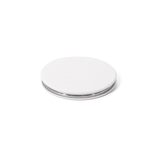 white FREYA. Espejo redondo de doble cara con exterior de PU mate