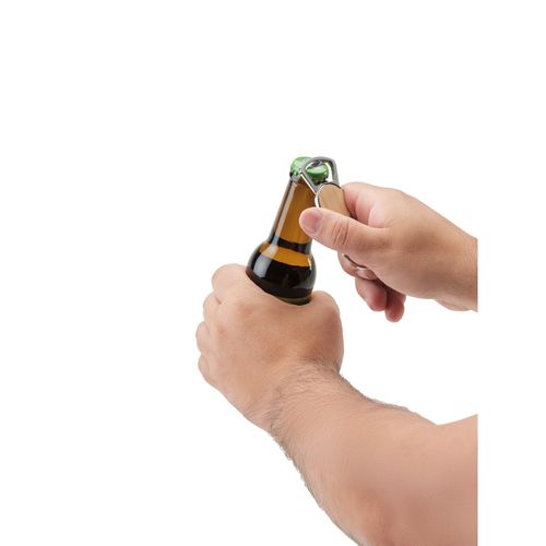 MEEKO. Porte-clés en fer de forme ronde en zinc et bambou - 5