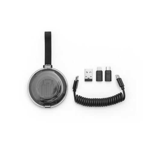 black SHELDON. Estuche compacto con cable espiral de carga ultrarrápida y adaptadores