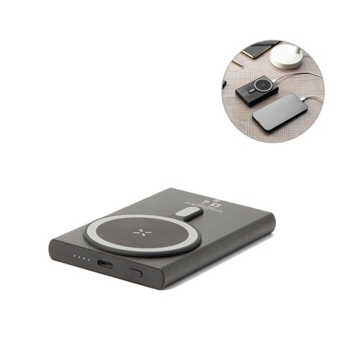 WRIGHT 5. Power bank magnético con carga ultrarrápida en aluminio reciclado y ABS reciclado 5'000 mAh, Merchandising, artículos personalizados para tu promoción de marca