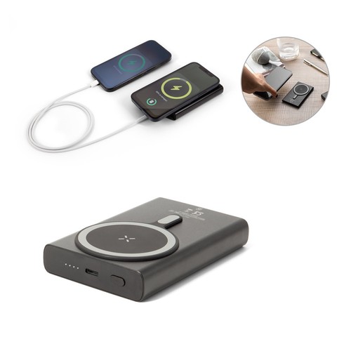 WRIGHT 10. Batterie externe magnétique avec recharge ultra-rapide en aluminium recyclé et ABS recyclé 10 000 mAh, RIONDET SERIPUB, EYBENS