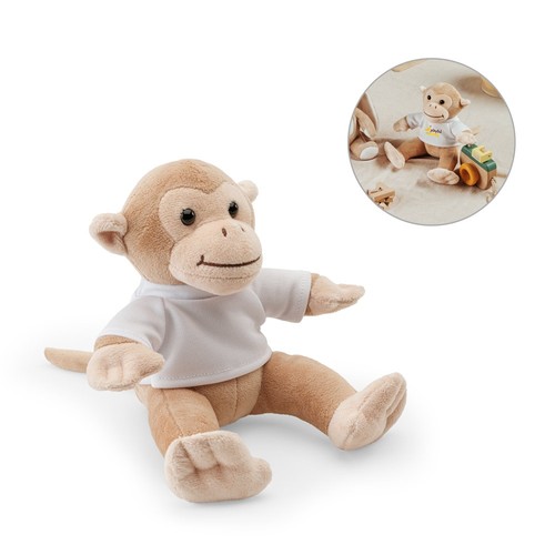 MONKY. Peluche con forma de mono con camiseta, Merchandising, artículos personalizados para tu promoción de marca