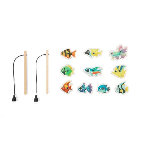 natural FISHY. Juego de pesca compuesto por 10 peces de madera, ideal para niños