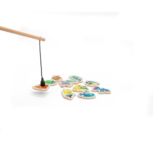 natural FISHY. Juego de pesca compuesto por 10 peces de madera, ideal para niños