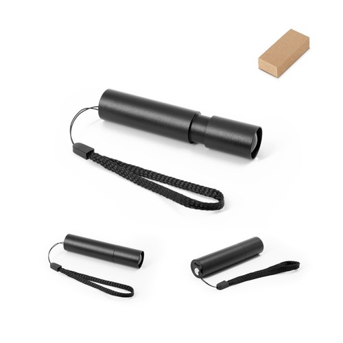 BRUCE. Linterna recargable fabricada en aluminio reciclado (100 % rAL) con punta extensible de 30 mm, Merchandising, artículos personalizados para tu promoción de marca
