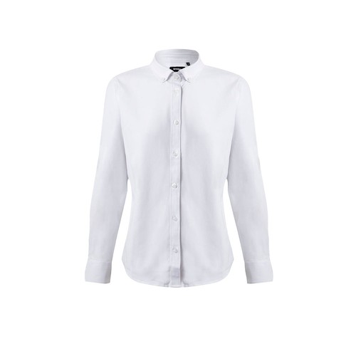 VL PRITHVI WOMEN. Camisa Oxford (180 g/m²) para mujer, fabricada en algodón (50 %), poliéster (45 %) y elastano (5 %)