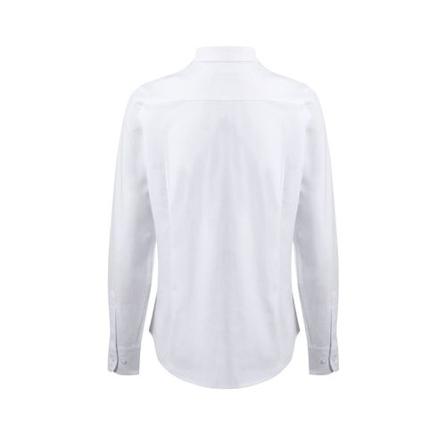 white VL PRITHVI WOMEN. Camisa Oxford (180 g/m²) para mujer, fabricada en algodón (50 %), poliéster (45 %) y elastano (5 %)