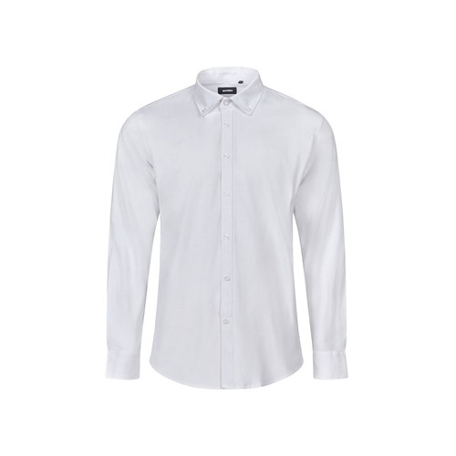 white VL PRITHVI MAN. Camisa Oxford para hombre (180 g/m²) de algodón (50 %), poliéster (45 %) y elastano (5 %)