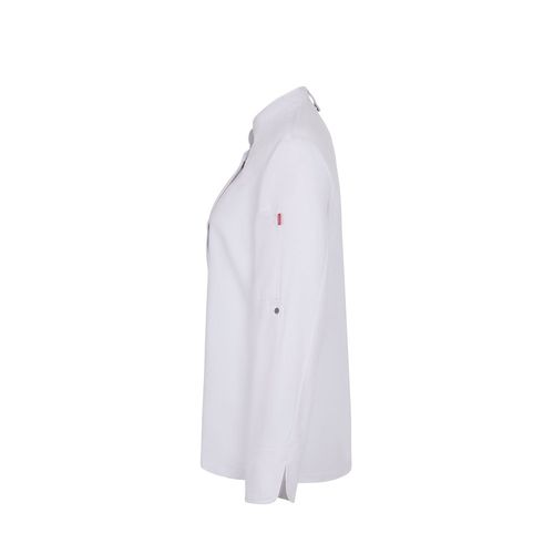 white VL THOTH. Chaqueta de cocina para mujer (190 g/m²) fabricada con algodón (35 %) y poliéster reciclado (65 %)