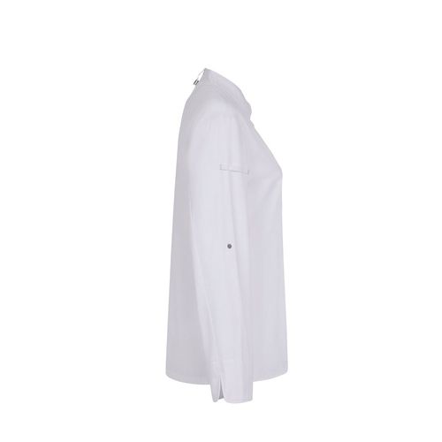 white VL THOTH. Chaqueta de cocina para mujer (190 g/m²) fabricada con algodón (35 %) y poliéster reciclado (65 %)