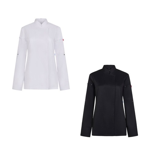 VL THOTH. Veste de cuisine pour femme (190 g/m²) en coton (35 %) et polyester recyclé (65 %), Objet Publicitaire personnalisé & Goodies, Objet-Promo