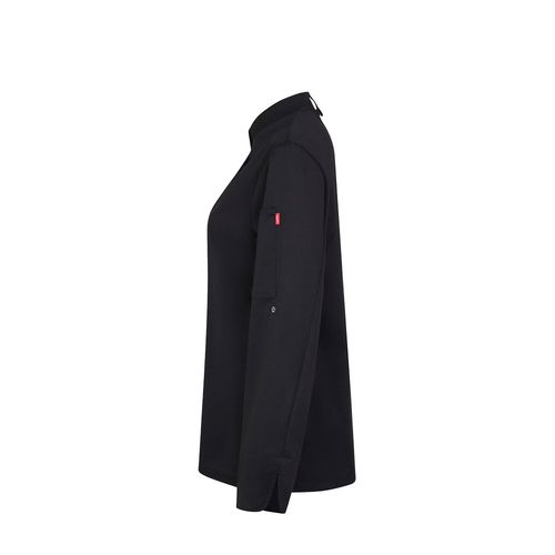 black VL THOTH. Chaqueta de cocina para mujer (190 g/m²) fabricada con algodón (35 %) y poliéster reciclado (65 %)