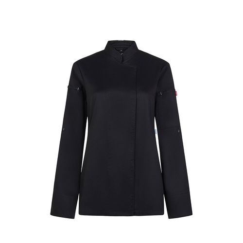black VL THOTH. Chaqueta de cocina para mujer (190 g/m²) fabricada con algodón (35 %) y poliéster reciclado (65 %)