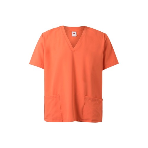 orange VL FLORA. Túnica de manga corta (140 g/m²) fabricada con microfibra 100 %