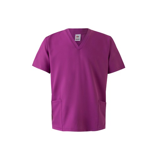 rosa oscuro VL FLORA. Túnica de manga corta (140 g/m²) fabricada con microfibra 100 %