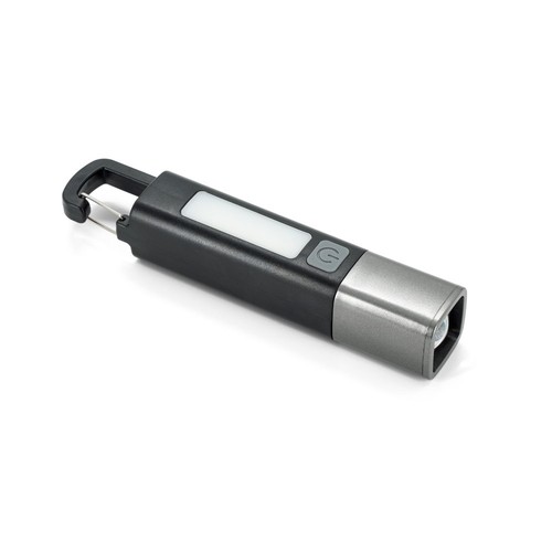 black WIGGINS. Linterna de ABS, con una luz LED de 2 W (53 lúmenes) en la parte delantera y una luz COB (53 lúmenes) en la parte superior