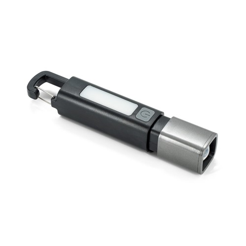 black WIGGINS. Linterna de ABS, con una luz LED de 2 W (53 lúmenes) en la parte delantera y una luz COB (53 lúmenes) en la parte superior