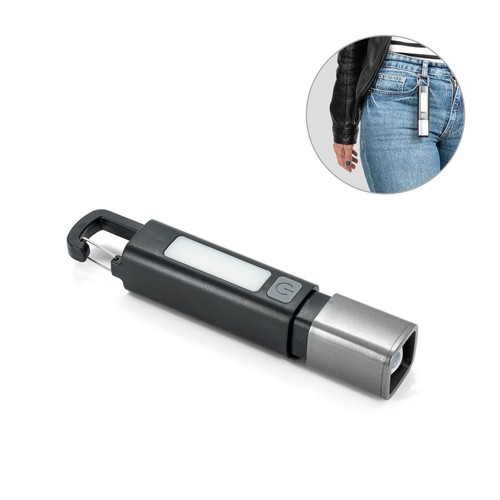 WIGGINS. Lampe de poche en ABS, avec une LED de 2 W (53 lumens) à l'avant et une ampoule COB (53 lumens) sur le dessus, RIONDET SERIPUB, EYBENS
