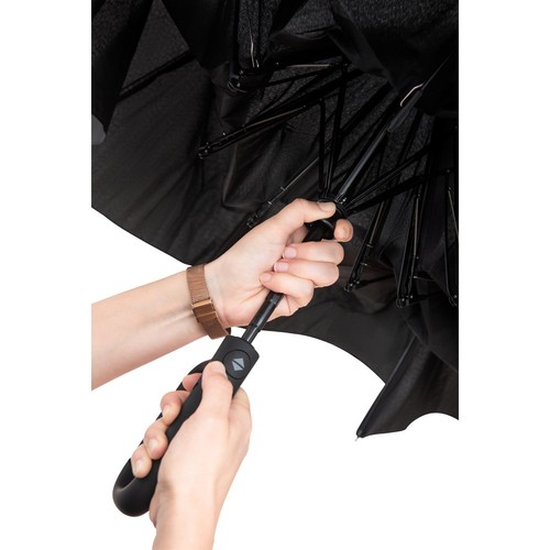black CAMILLE. Paraguas grande (27 pulgadas) fabricado en pongee 190T