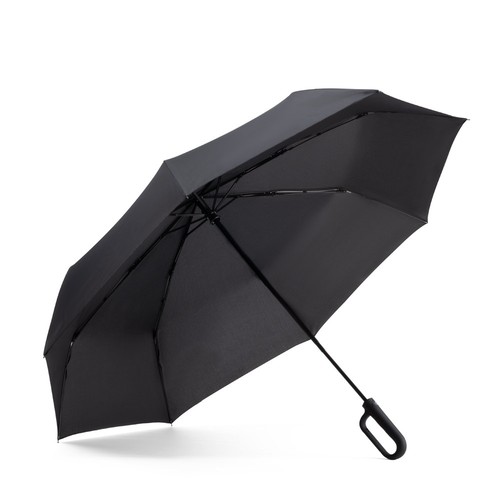 black CAMILLE. Paraguas grande (27 pulgadas) fabricado en pongee 190T