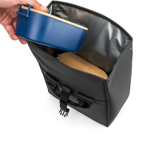 black AZORES COOLER. Bolsa térmica enrollable de PU con aislamiento de PEVA (7 l)